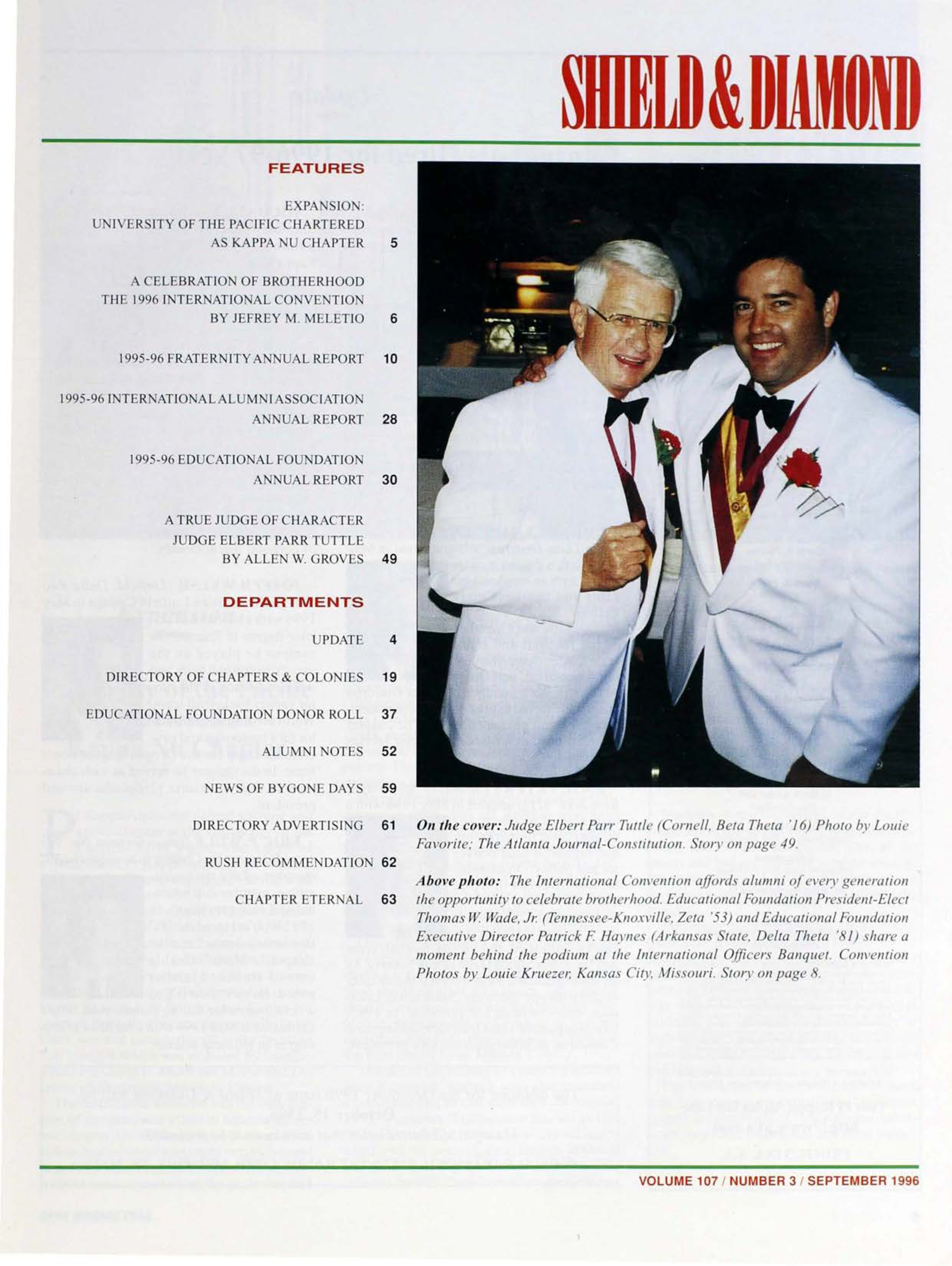 Shield & Diamond, Vol. 107, No. 3, Table of Contents